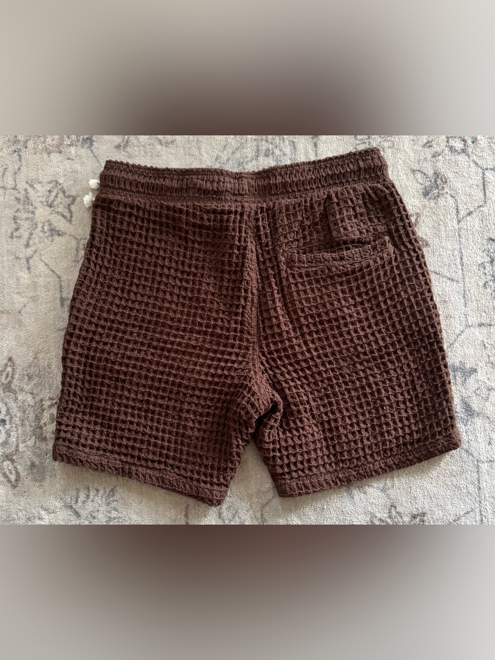 Essentials Brown Waffle Knit Drawstring Shorts - Picture 2 of 3